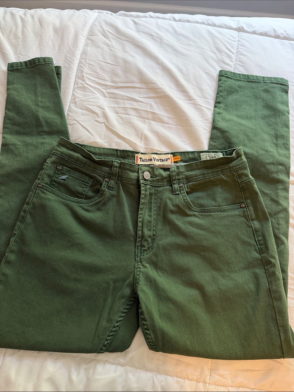 Tailor Vintage Men's Olive Green Skinny Jeans